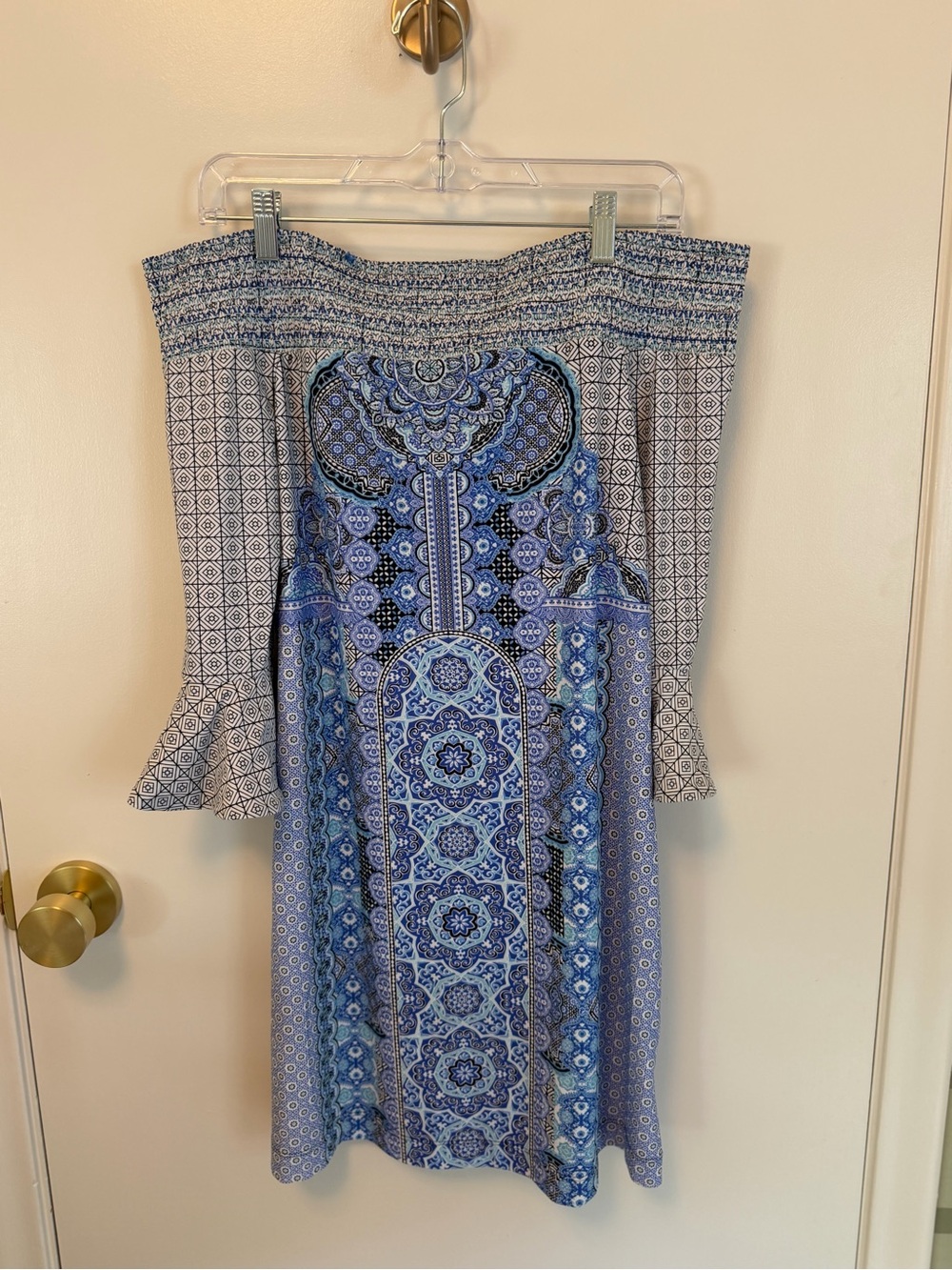 Cabana Life Blue Patterned Strapless Midi Dress